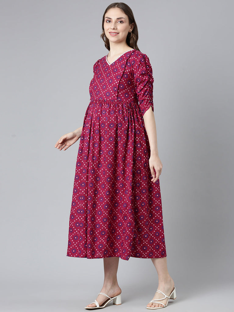 Magenta maternity dress