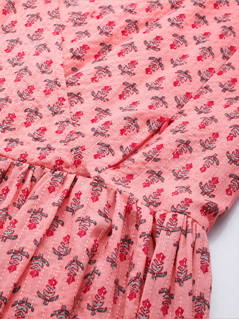 Pink floral Print Maternity Midi Dress