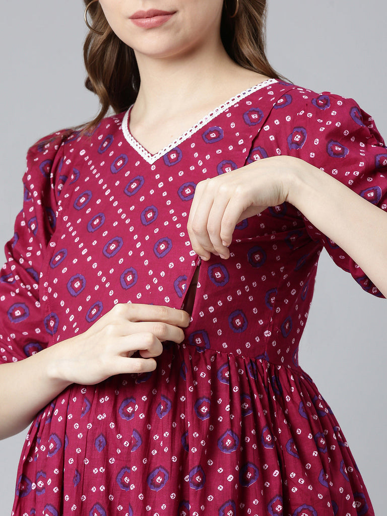 Magenta maternity dress