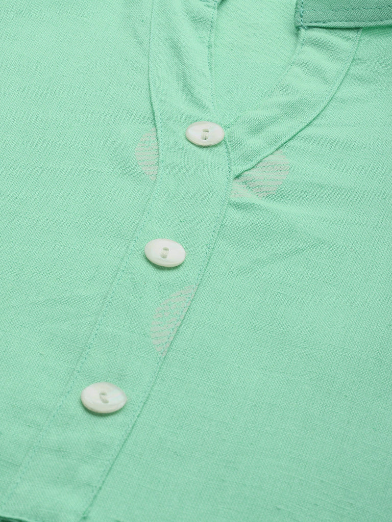 Sea Green & White Printed Kurta
