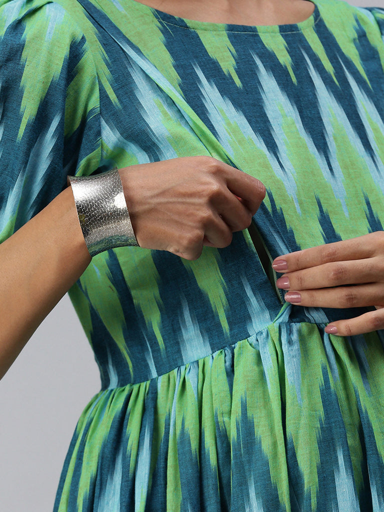 Green & Blue Maternity Dress