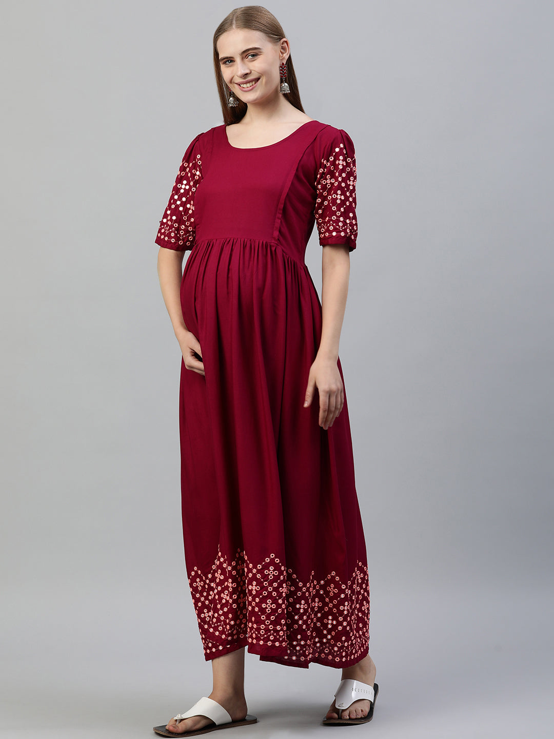 Embroidered Maternity Dress The Anarkali Shop Embroidered Maternity Dress The Anarkali Shop