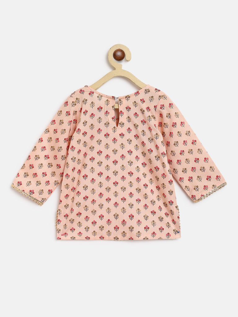 Printed Rayon top and Sharara pant-Peach