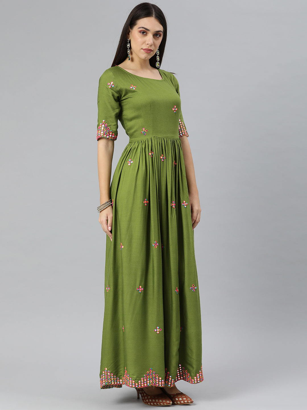 Casual Women Cotton Linen Dress Vintage Floral Print O Neck Long Sleeve  Loose Ethnic Long Maxi Dress - Walmart.ca