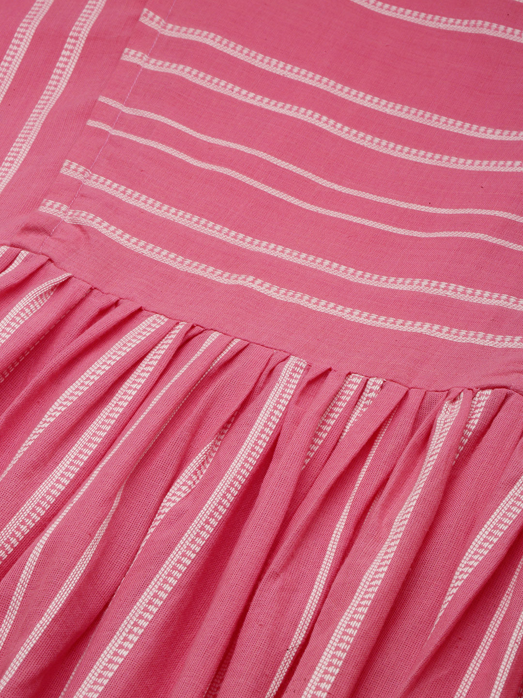Pink & White Striped Maternity Midi Dress