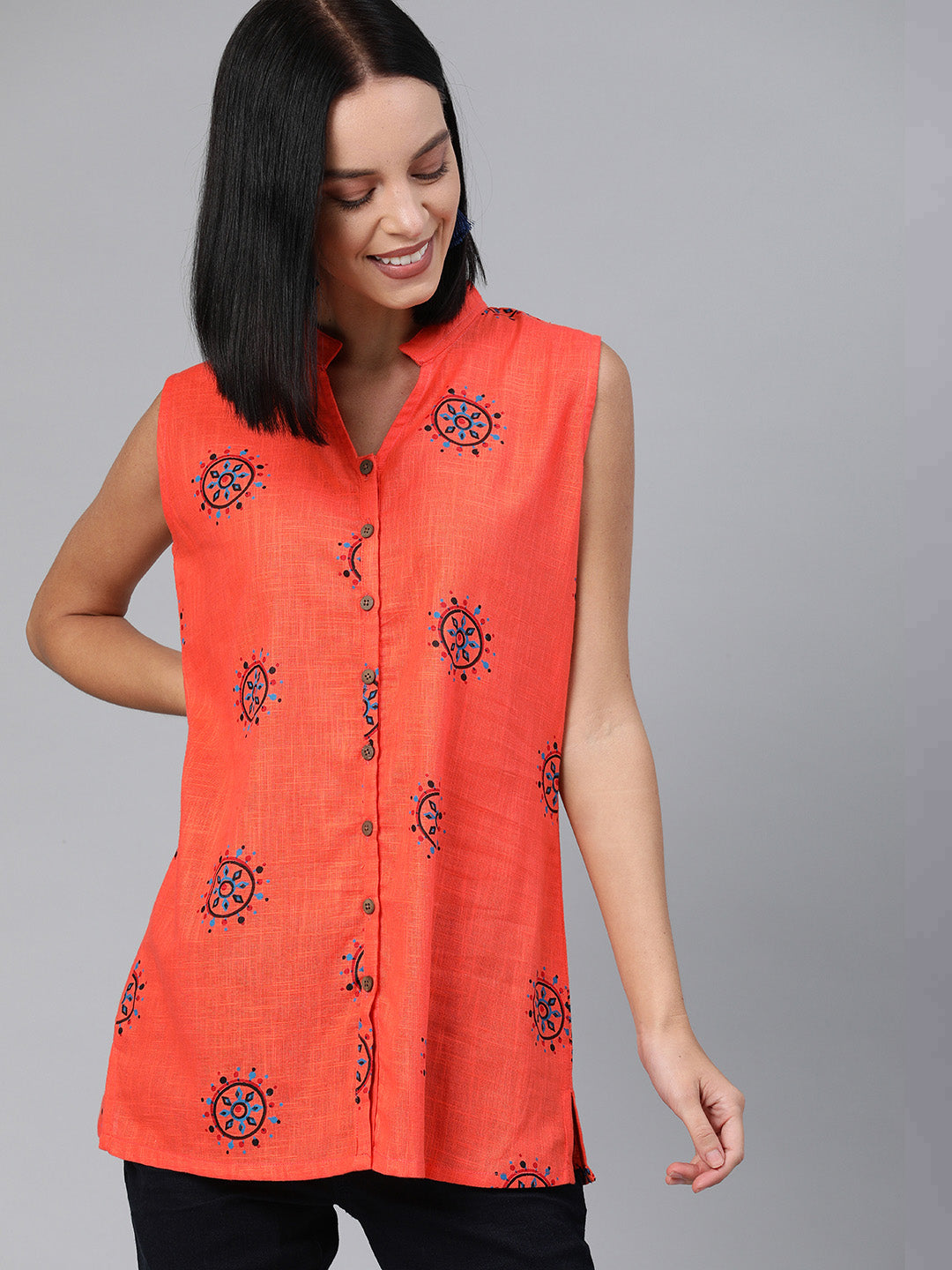 Orange Ethnic Printed Tunic